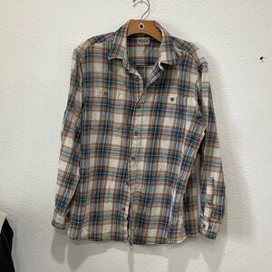 RedHead Plaid Flannel Shirt in Blue, Rust & Cream